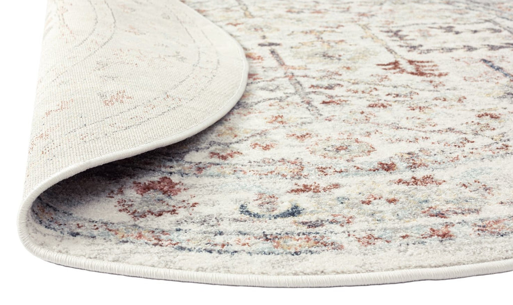 Livvie Blue and Orange Multi-Colour Distressed Round Rug