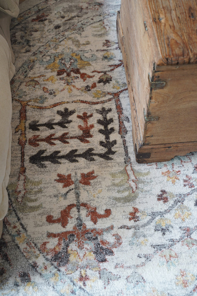 Livvie Blue and Orange Multi-Colour Distressed Round Rug