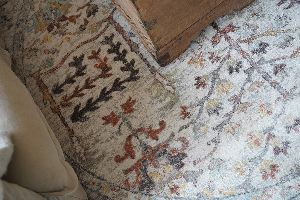 Livvie Blue and Orange Multi-Colour Distressed Round Rug