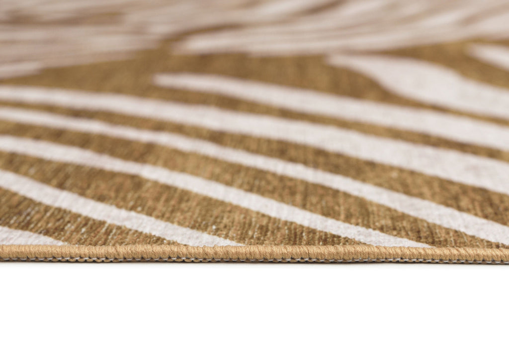 Liya Brown Palm Print Washable Rug