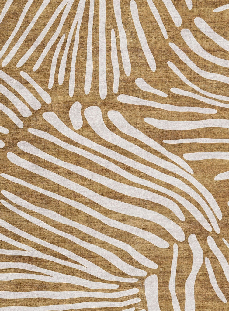 Liya Brown Palm Print Washable Rug
