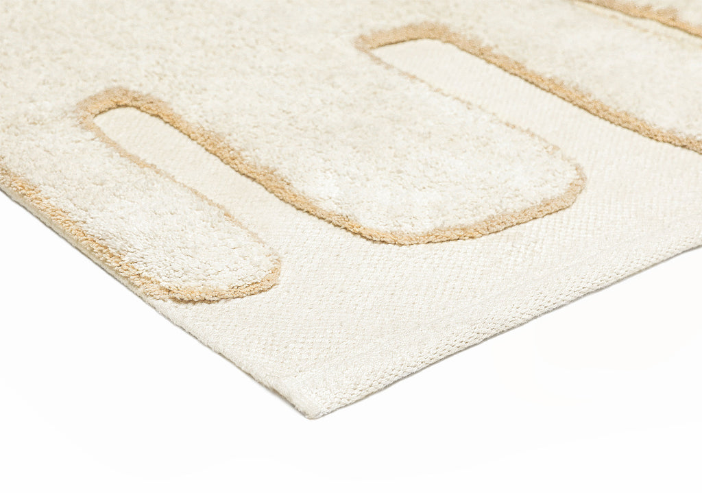 Lola Cream Abstract Cotton Washable Rug