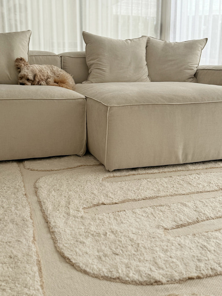 Lola Cream Abstract Cotton Washable Rug