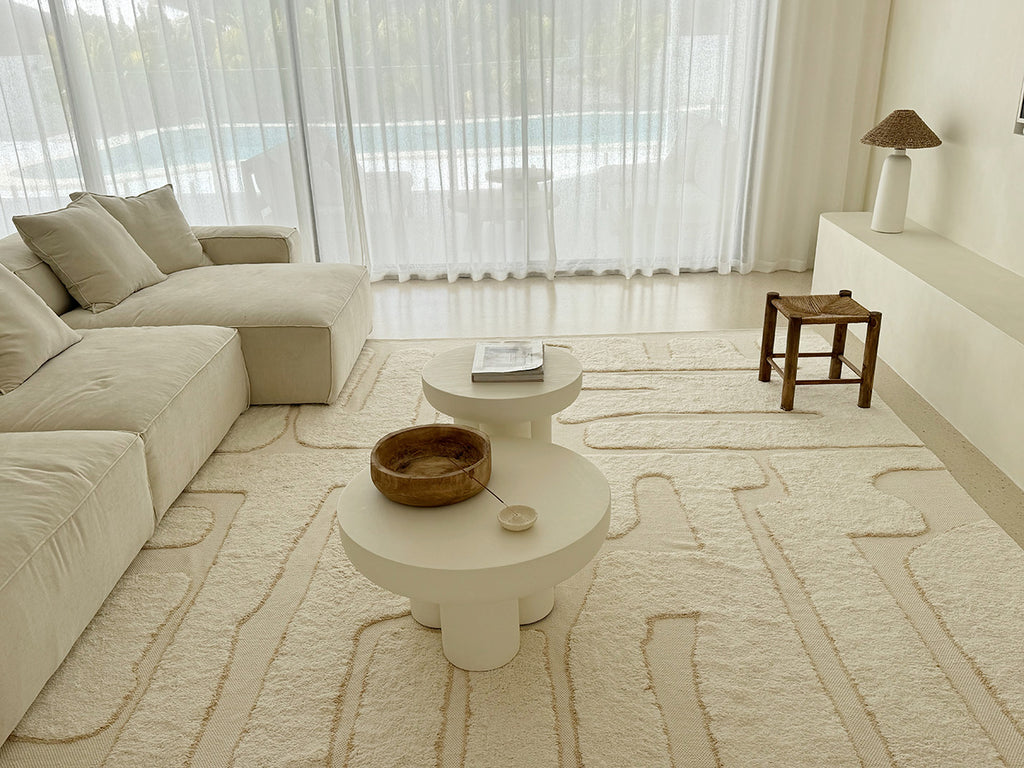 Lola Cream Abstract Cotton Washable Rug