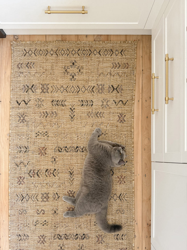 Loom Sand Beige and Stone Tribal Pattern Indoor Outdoor Runner Rug