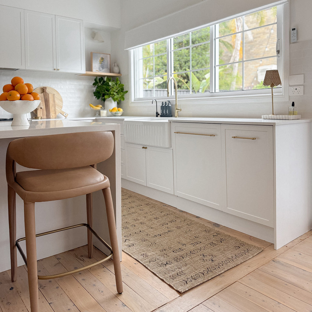 Loom Sand Beige and Stone Tribal Pattern Indoor Outdoor Runner Rug