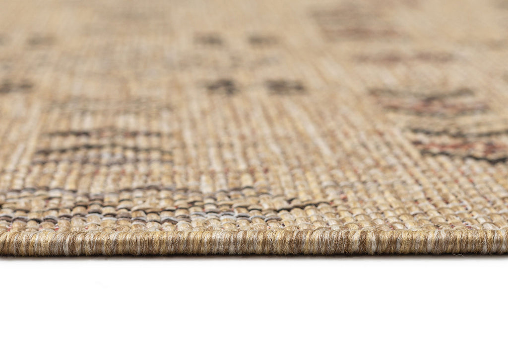 Loom Sand Beige and Stone Tribal Pattern Indoor Outdoor Runner Rug