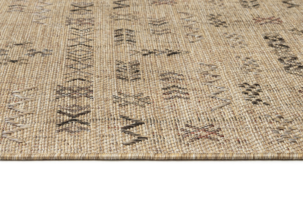 Loom Sand Beige and Stone Tribal Pattern Indoor Outdoor Runner Rug