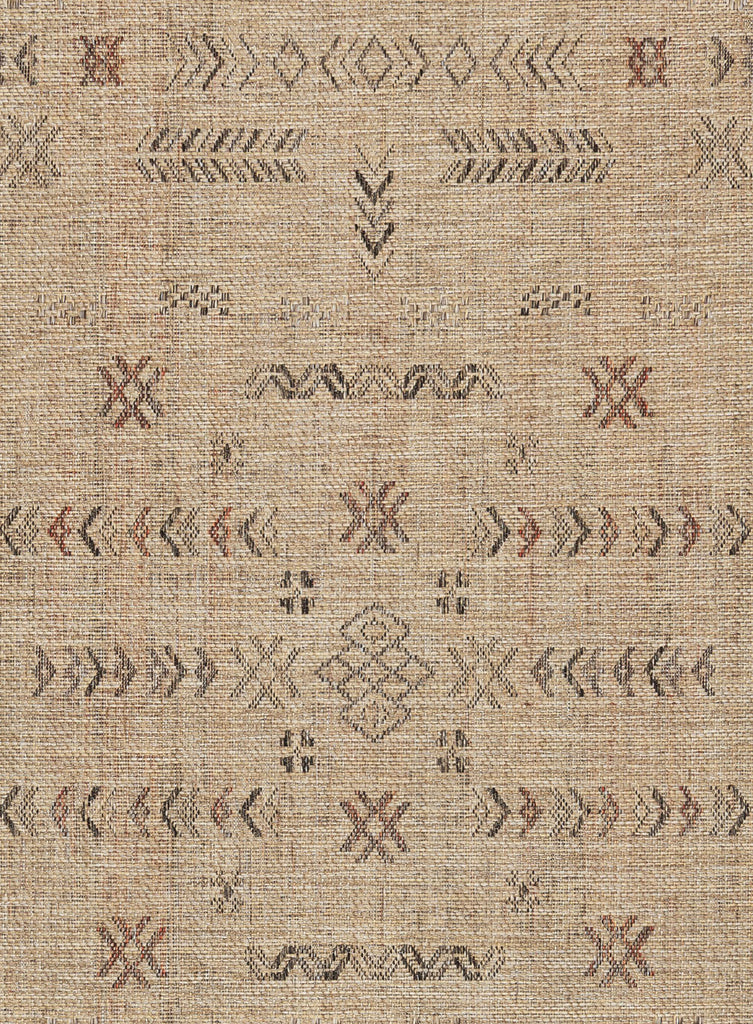 Loom Sand Beige and Stone Tribal Pattern Indoor Outdoor Rug