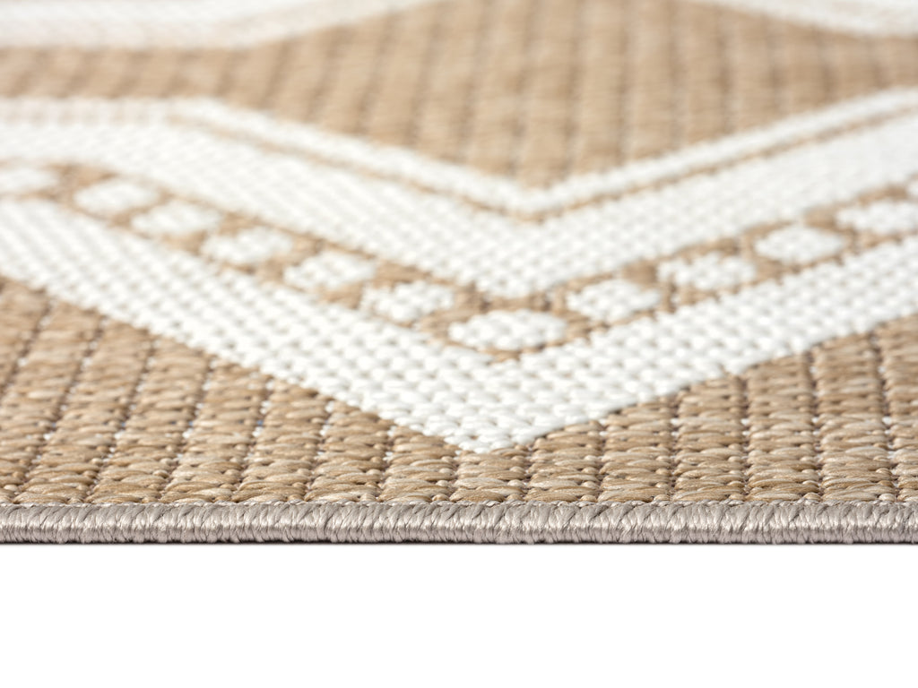 Lora Brown and Ivory Tribal Flatweave Indoor Outdoor Rug