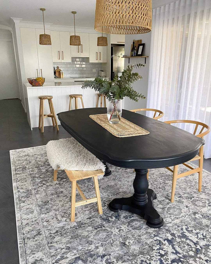 Lorna Grey Blue and Ivory Transitional Distressed Motif Rug