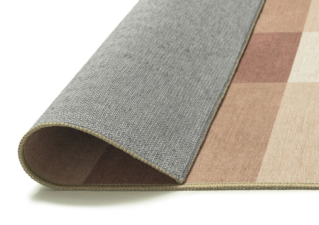 Lucca Beige Ivory and Terracotta Checkered Indoor Outdoor Rug