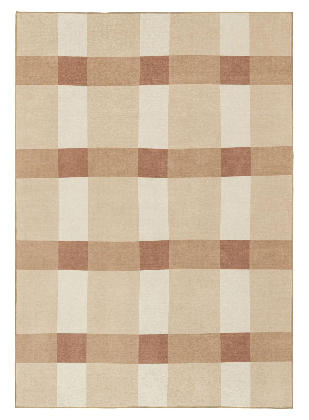 Lucca Beige Ivory and Terracotta Checkered Indoor Outdoor Rug