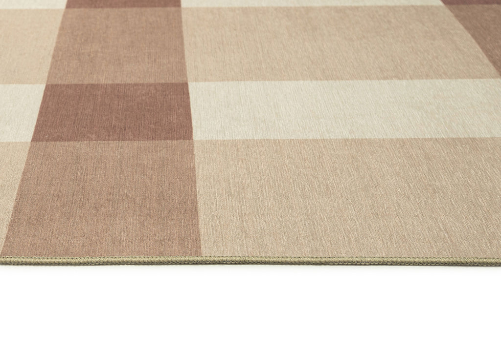 Lucca Beige Ivory and Terracotta Checkered Indoor Outdoor Rug