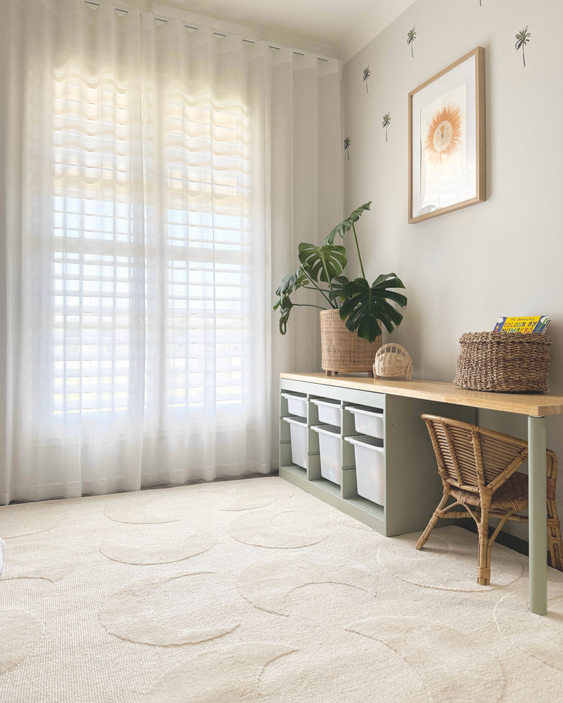 Lucy Beige Cream Half-Moon Pattern Rug