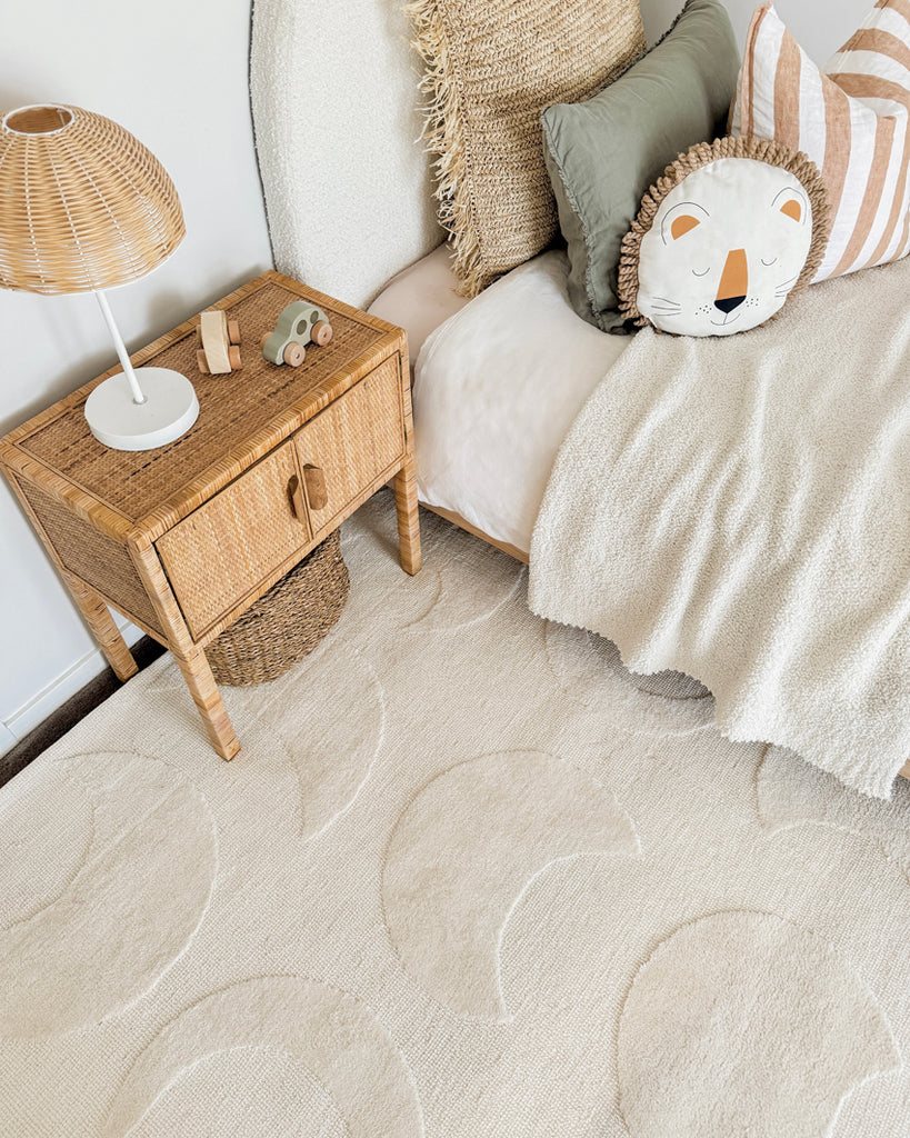 Lucy Beige Cream Half-Moon Pattern Rug