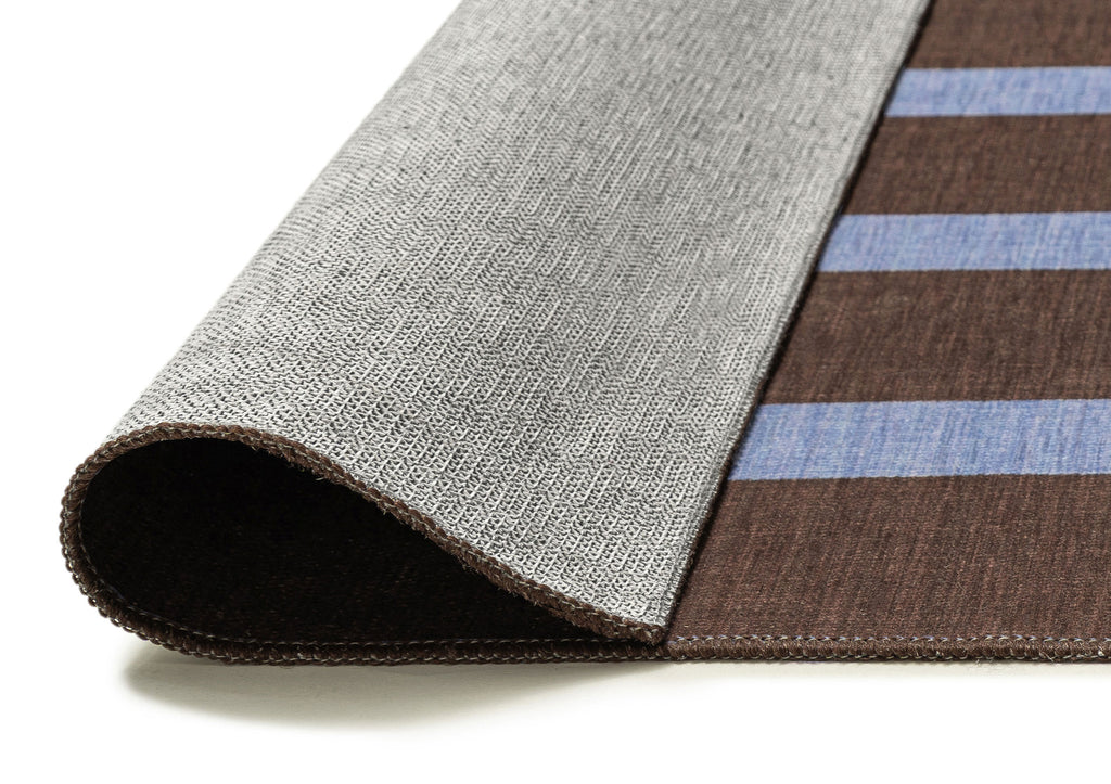 Luz Deep Cocoa and Vivid Blue Striped Indoor Outdoor Rug