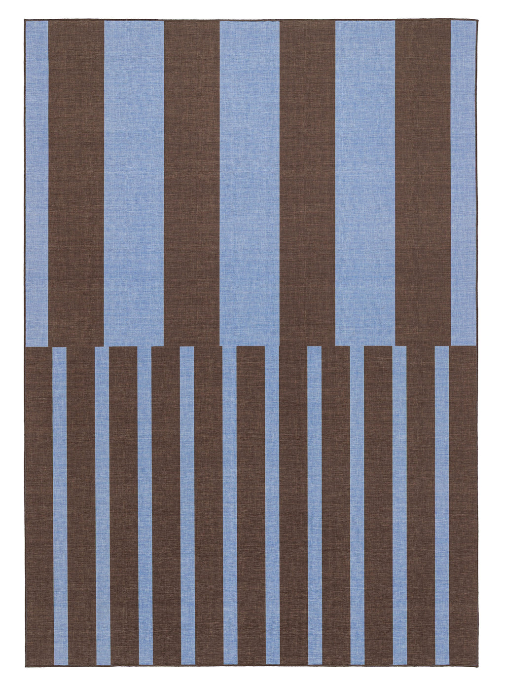 Luz Deep Cocoa and Vivid Blue Striped Indoor Outdoor Rug