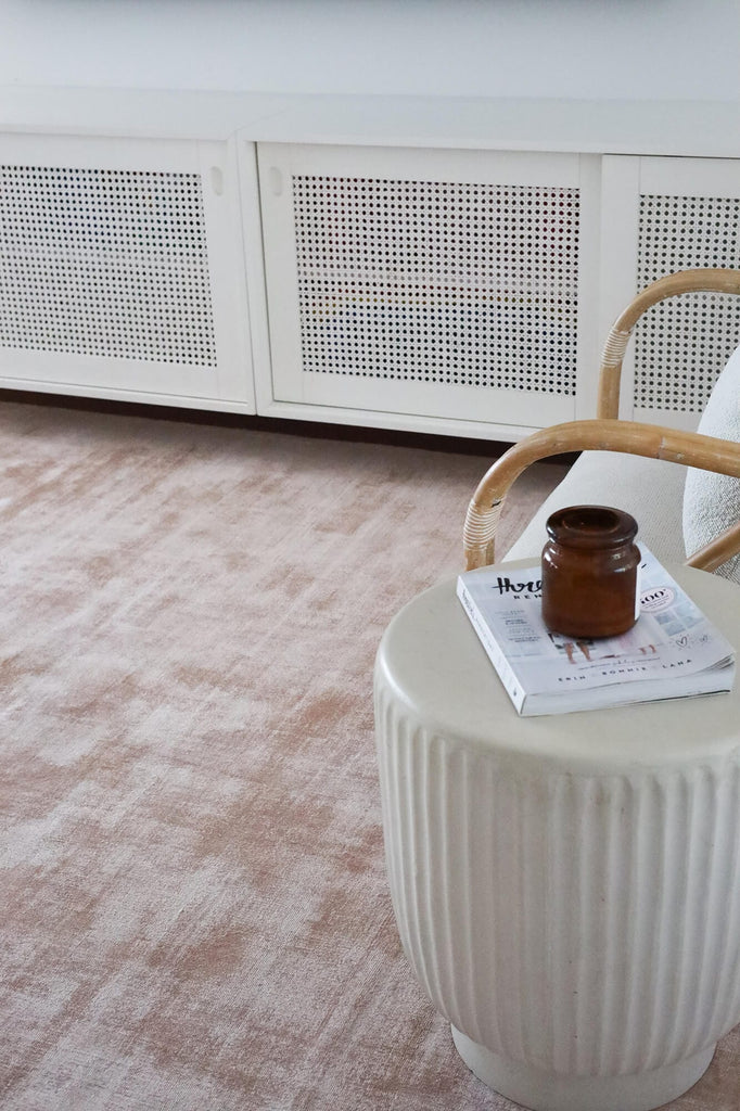 Lyla Blush Peach Distressed Viscose Rug