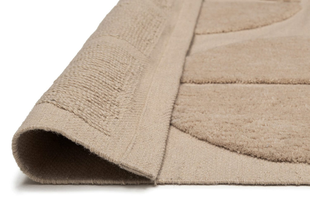 Mai Beige Geometric Washable Wool Rug