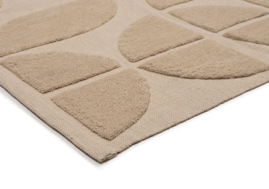 Mai Beige Geometric Washable Wool Rug