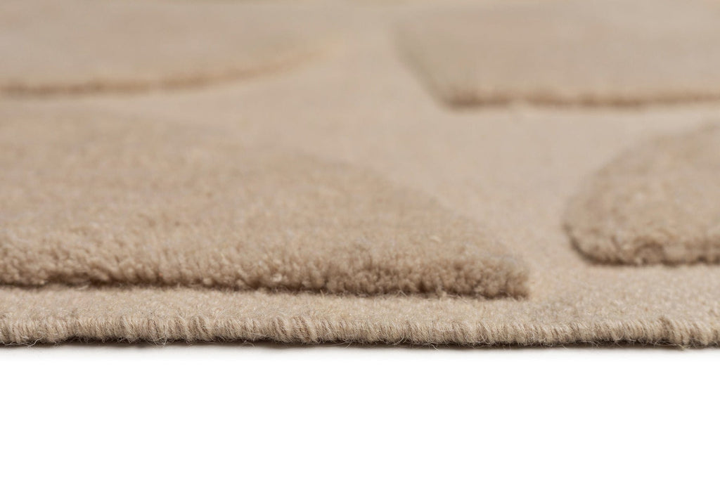 Mai Beige Geometric Washable Wool Rug