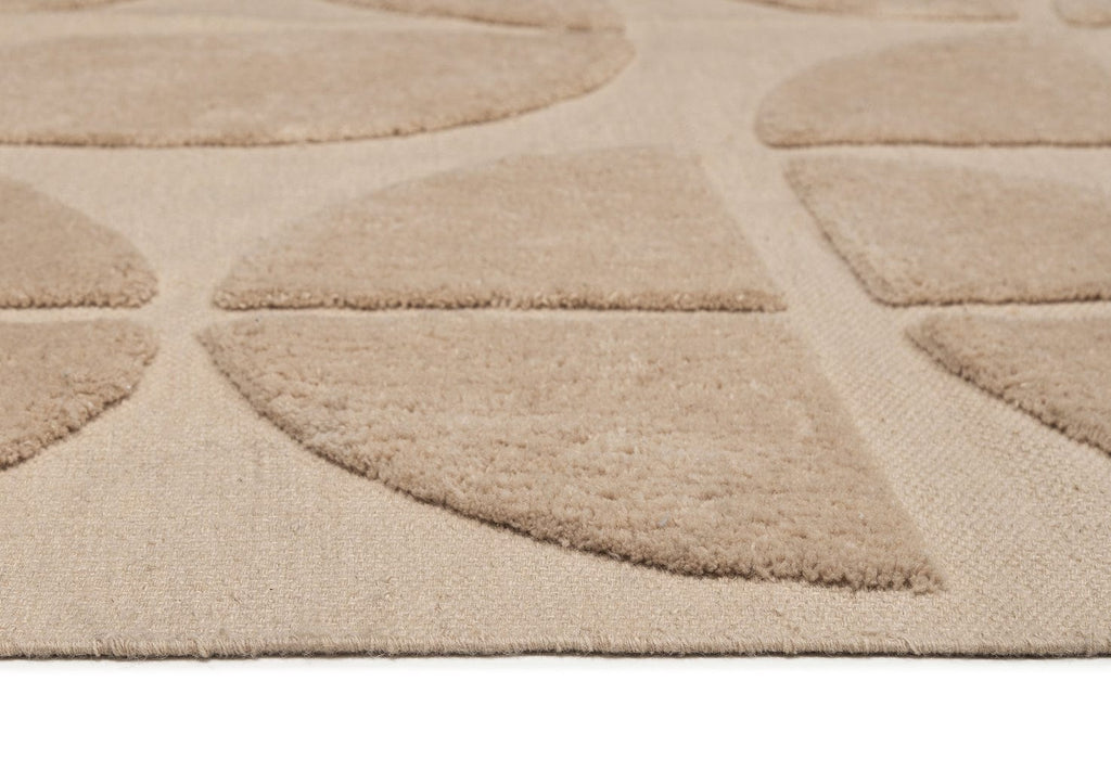 Mai Beige Geometric Washable Wool Rug