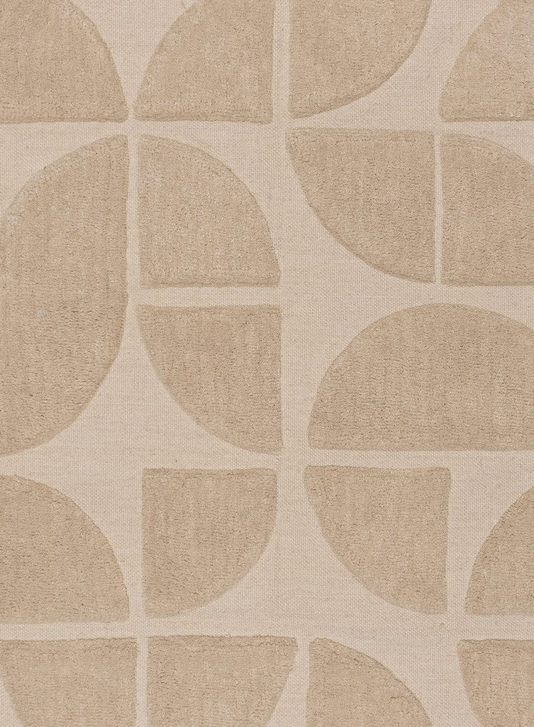Mai Beige Geometric Washable Wool Rug