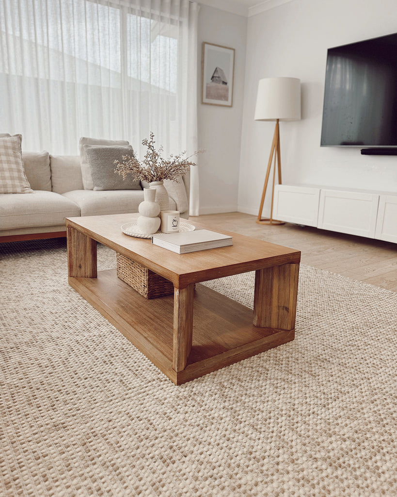 Mallory Marbled Cream and Grey Chunky Wool Rug