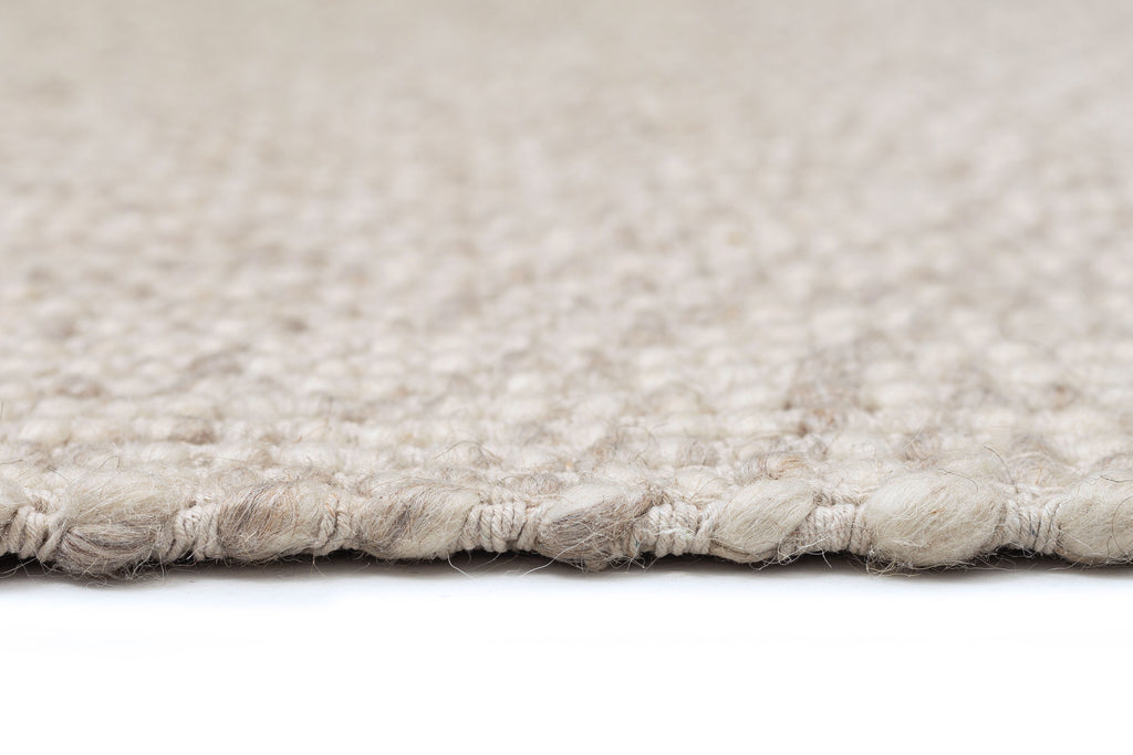 Mallory Marbled Cream and Grey Chunky Wool Round Rug