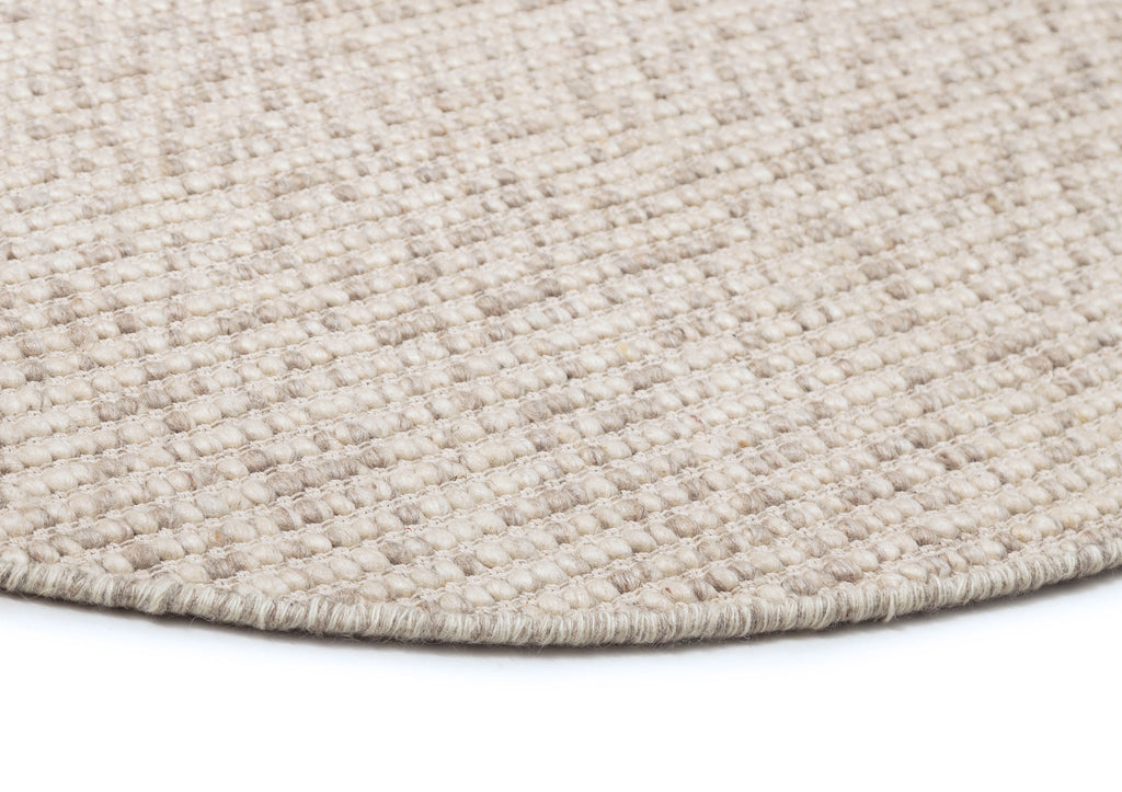 Mallory Marbled Cream and Grey Chunky Wool Round Rug