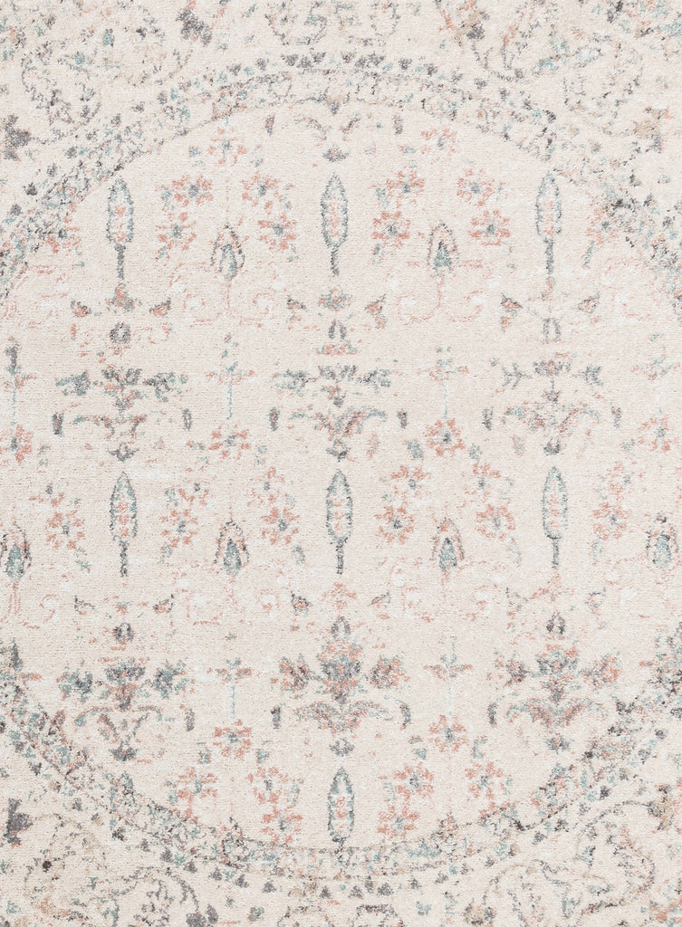 Maplewood Cream and Pink Traditional Round Rug