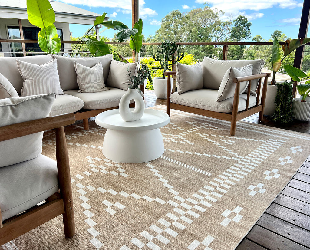 Marga Beige Ivory Indoor Outdoor Washable Rug