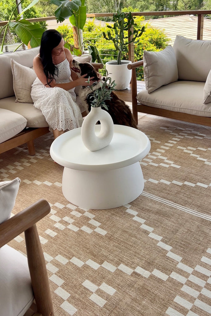 Marga Beige Ivory Indoor Outdoor Washable Rug