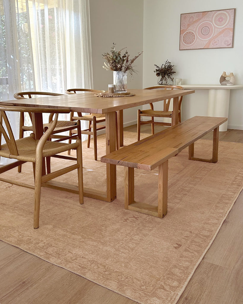 Mariana Cream and Peach Medallion Washable Rug