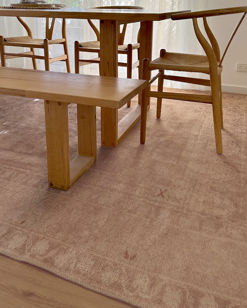 Mariana Cream and Peach Medallion Washable Rug