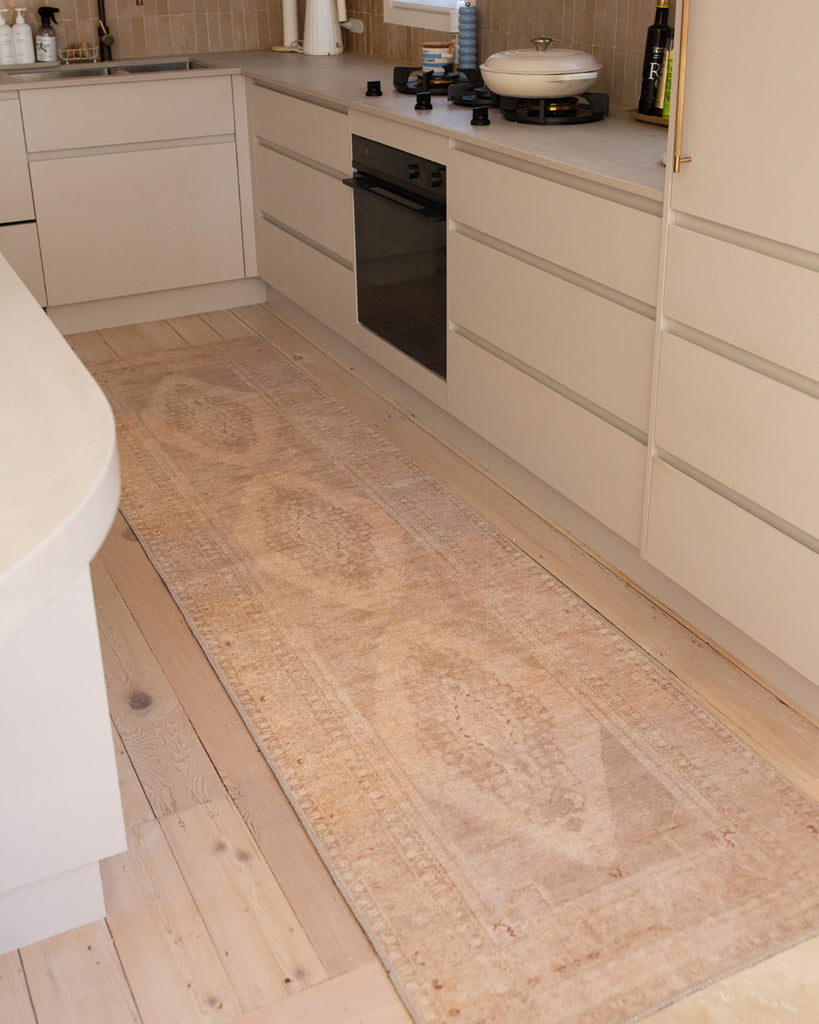 Mariana Cream and Peach Medallion Washable Runner Rug