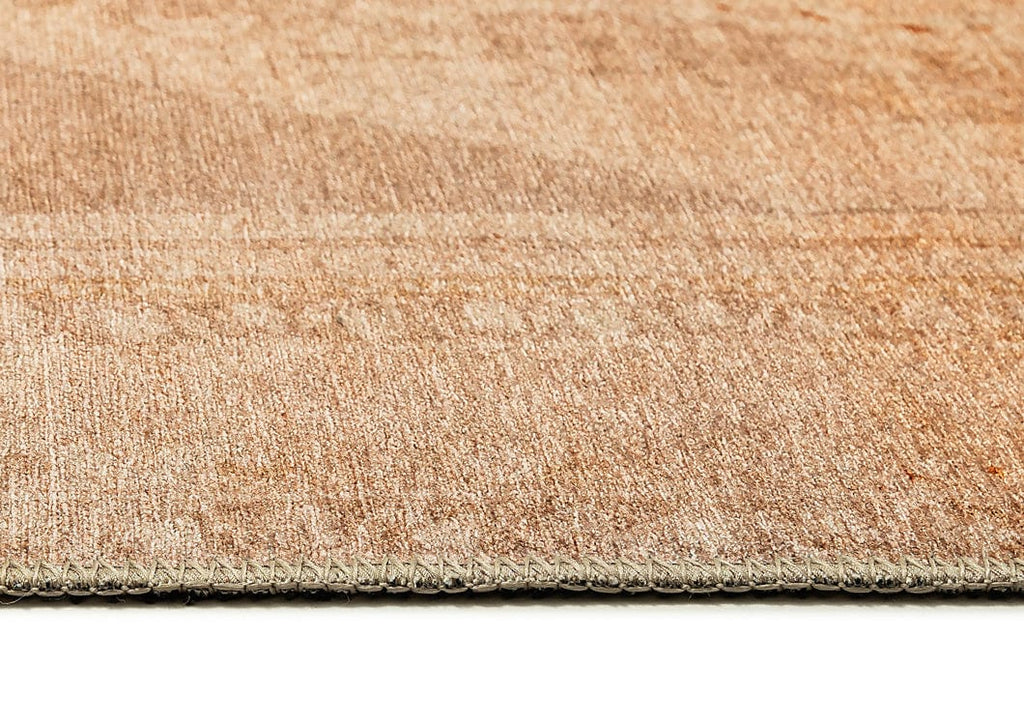 Mariana Cream and Peach Medallion Washable Runner Rug