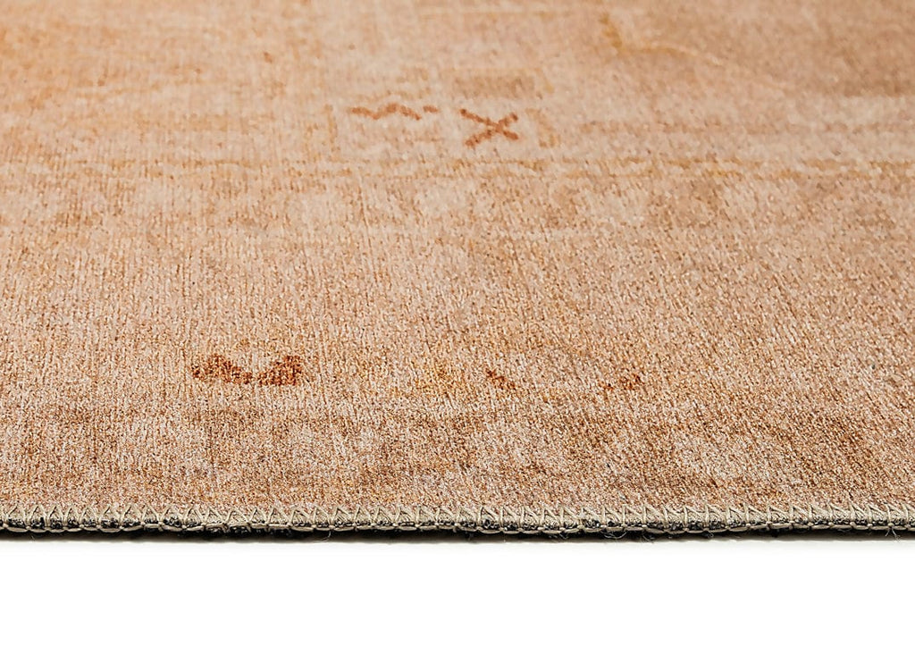 Mariana Cream and Peach Medallion Washable Rug