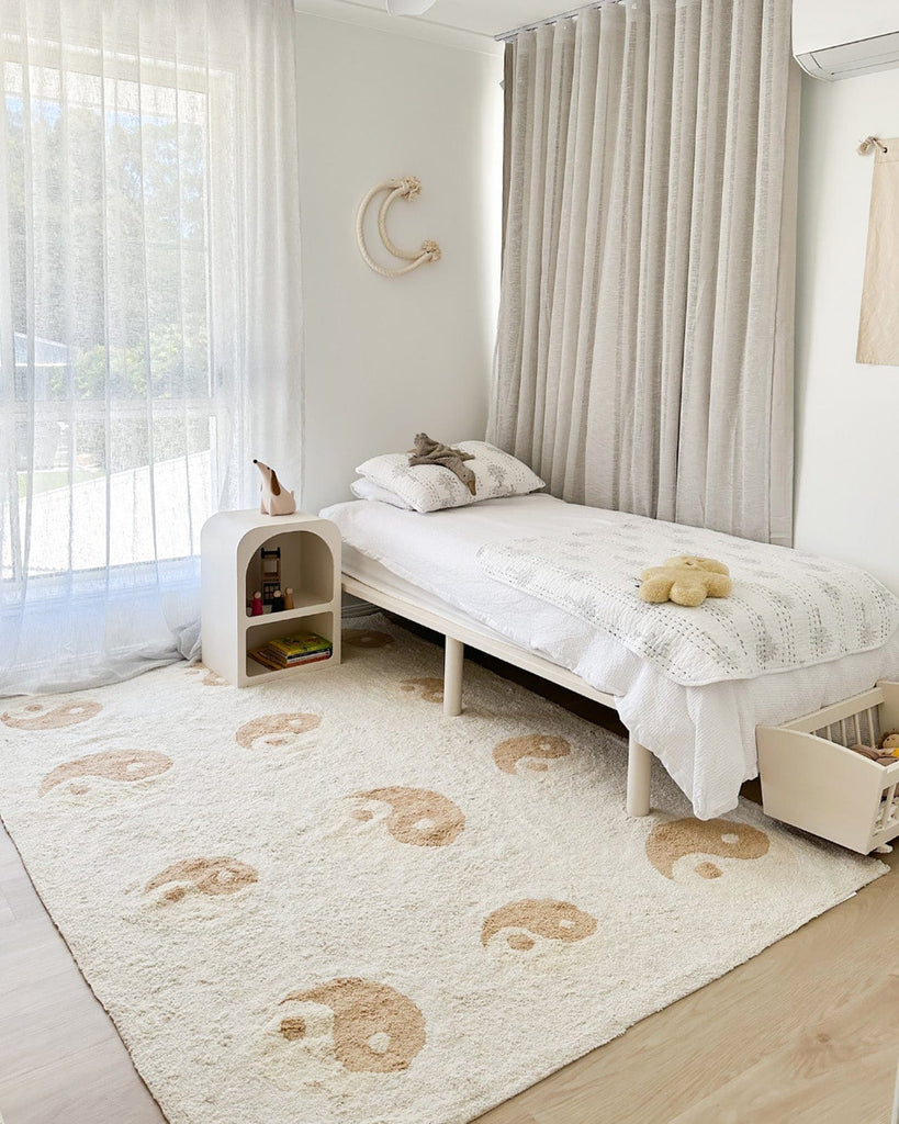 Marika Cream and Beige Yin Yang Cotton Washable Rug