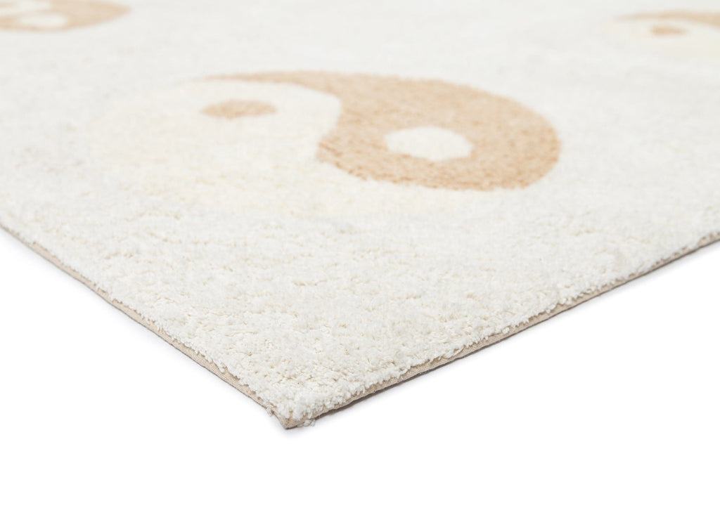 Marika Cream and Beige Yin Yang Cotton Washable Rug