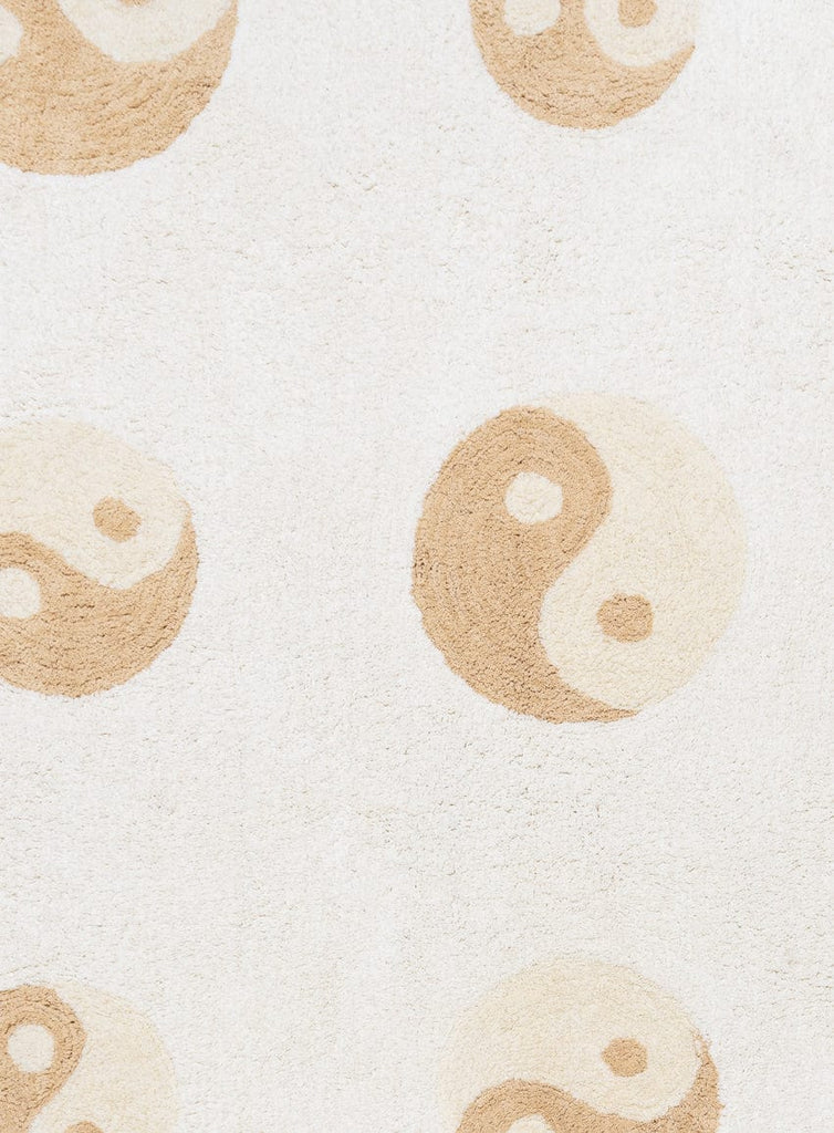 Marika Cream and Beige Yin Yang Cotton Washable Rug