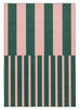 Marilyn Deep Forest Green and Blush Pink Striped Indoor Outdoor Rug