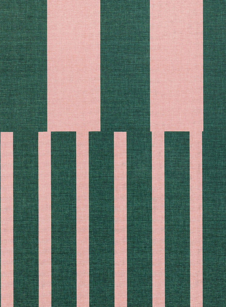 Marilyn Deep Forest Green and Blush Pink Striped Indoor Outdoor Rug