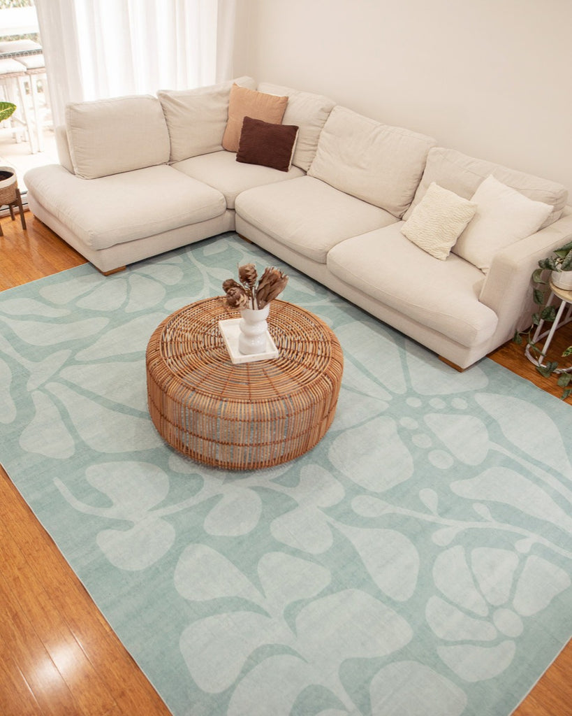 Marion Blue Botanical Washable Rug