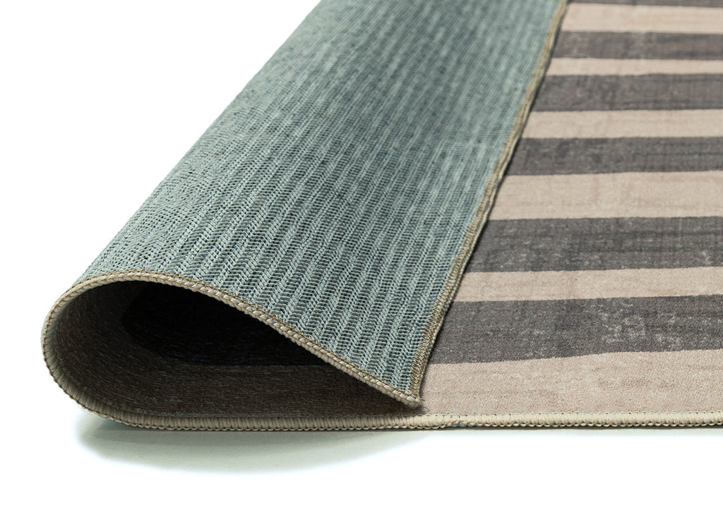 Marzon Beige and Brown Botanical Washable Rug