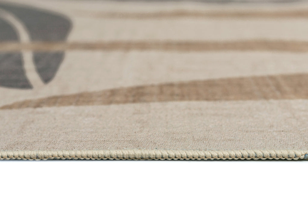 Marzon Beige and Brown Botanical Washable Rug