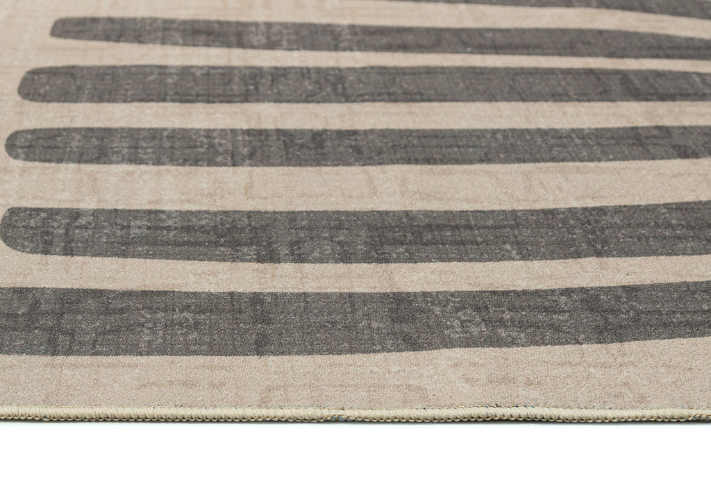 Marzon Beige and Brown Botanical Washable Rug