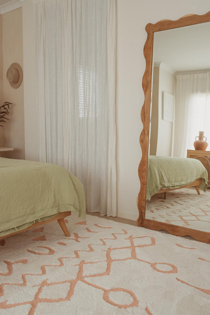 Matilda Cream and Peach Tribal Shag Rug