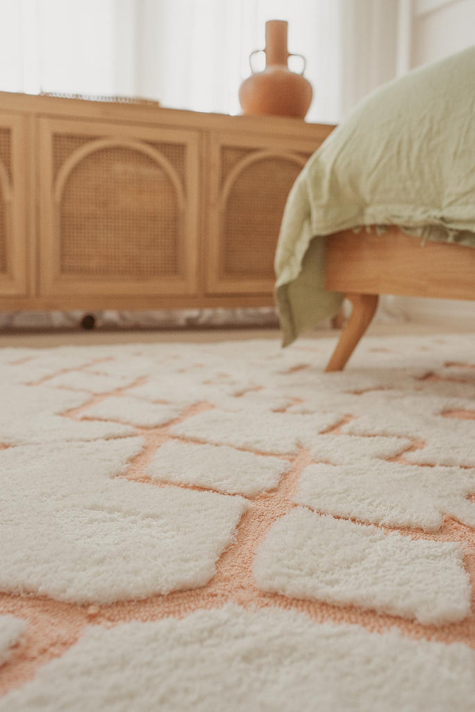 Matilda Cream and Peach Tribal Shag Rug